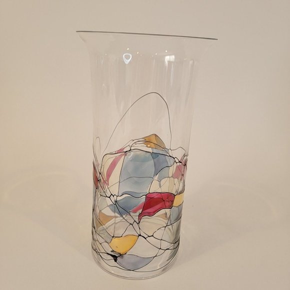 PartyLite Retired Mosaic Calypso Cylinder Hurricane Shade-Stained Glass